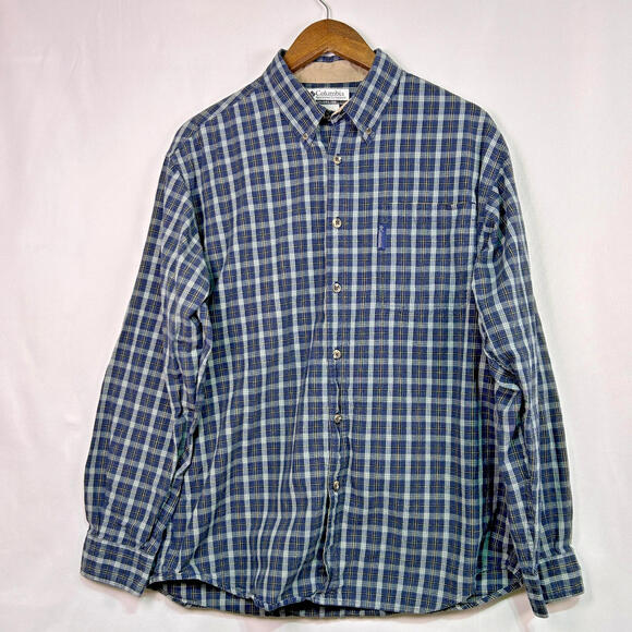 Columbia Other - Columbia Mens Button Down Shirt Medium Blue Plaid Long Sleeve Cotton Outdoor